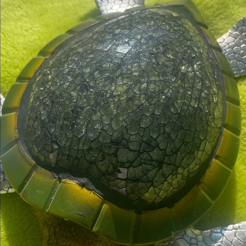 Silver and Green Turtle Figurine